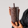 image:imageHydroJug Everyday Tumbler 14 oz CeramicLined Straw Cup CascadeBrown Leopard
