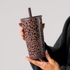 image:imageHydroJug Everyday Tumbler 14 oz CeramicLined Straw Cup CascadeBrown Leopard
