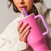 image:imageHydroJug Traveler 32oz Insulated Tumbler with Handle amp Straw Pink Sugar