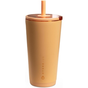 image:imageHydroJug Everyday Tumbler 14 oz CeramicLined Straw Cup Chestnut  Vacuum insulated stainless steel flexible straw softtouch lid spillfree cup holder fit BPAfree hot amp cold drinks