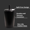 image:imageHydroJug Everyday Tumbler 14 oz CeramicLined Straw Cup Noir SatinBlack