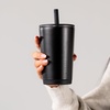 image:imageHydroJug Everyday Tumbler 14 oz CeramicLined Straw Cup Noir SatinBlack