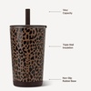 image:imageHydroJug Everyday Tumbler 14 oz CeramicLined Straw Cup Noir SatinBrown Leopard