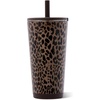 image:imageHydroJug Everyday Tumbler 14 oz CeramicLined Straw Cup Noir SatinBrown Leopard