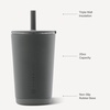 image:imageHydroJug Everyday Tumbler 14 oz CeramicLined Straw Cup Noir SatinStone