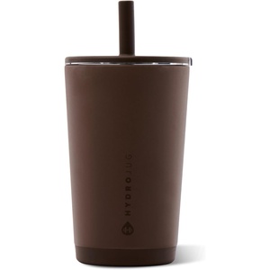 image:imageHydroJug Everyday Tumbler 14 oz CeramicLined Straw Cup Noir SatinChestnut